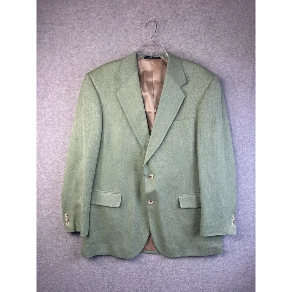 S&K Tailors Row Finery 100% Silk Mint Green Jacket Blazer Sport Coat Men's 42R